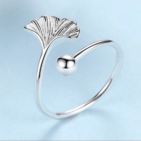 925 Sterling Silver Ginkgo Leaf Ring - Picture 6 of 8